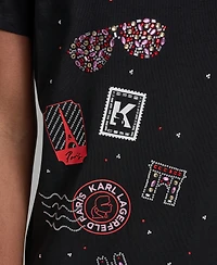 Karl Lagerfeld Paris Women's Logo Motif Crewneck T-Shirt