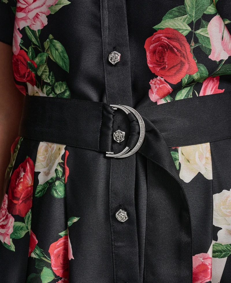 Karl Lagerfeld Paris Women's Printed Belt Collared Dress