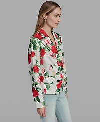 Karl Lagerfeld Paris Women's Floral Print Collared Polyester Jacket