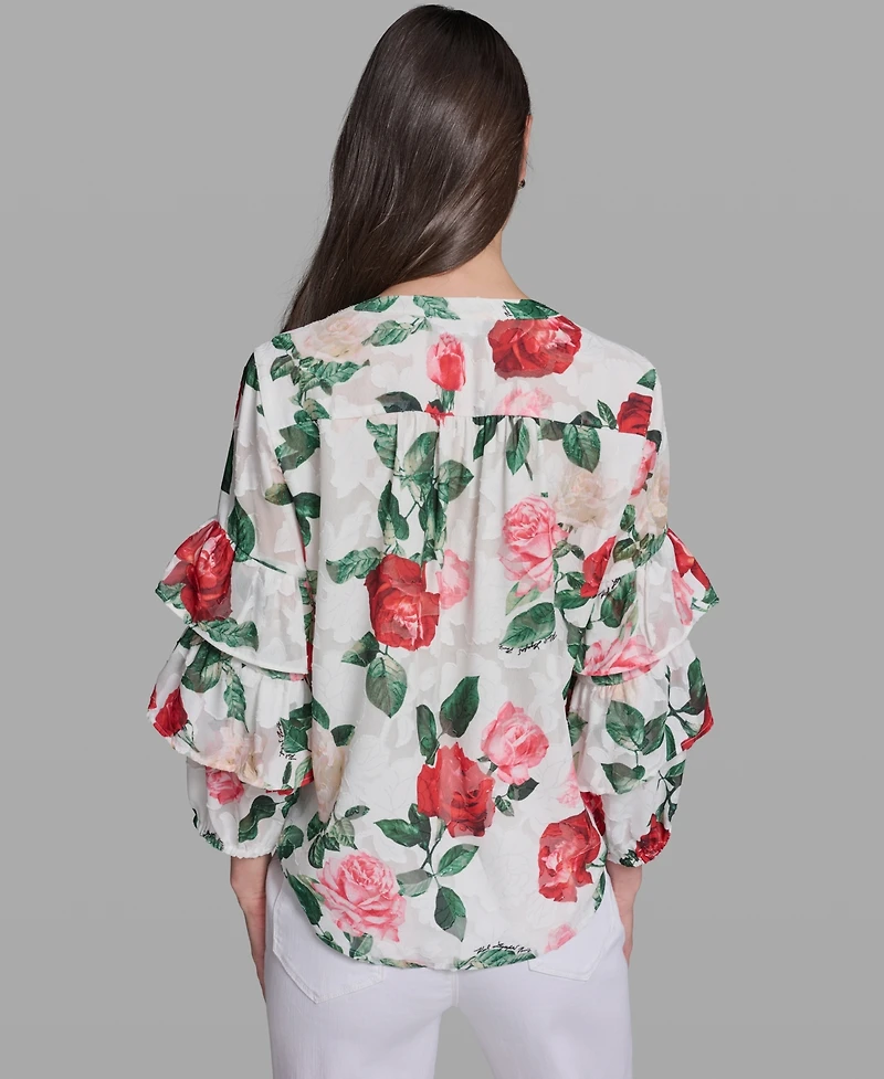 Karl Lagerfeld Paris Women's Printed Long-Sleeve Top