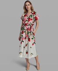 Karl Lagerfeld Paris Womens Printed Collared Shirt Dress