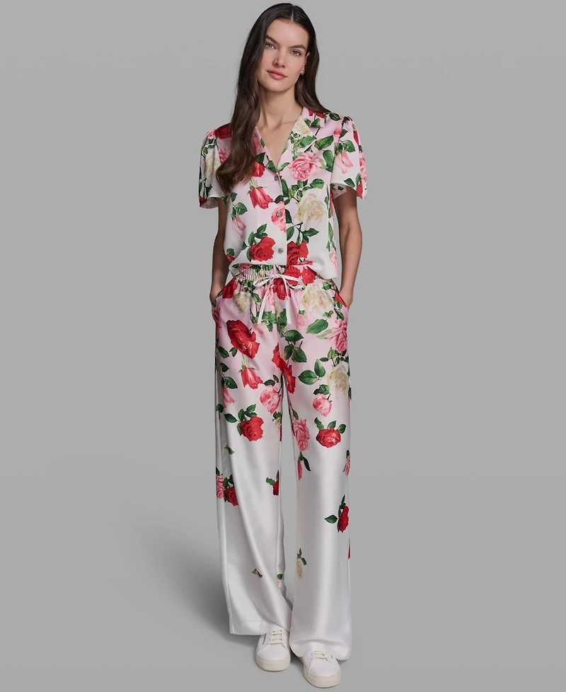 Karl Lagerfeld Paris Women's Printed Pull-On Pants