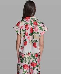 Karl Lagerfeld Paris Women's Printed Collared Top