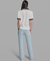 Karl Lagerfeld Paris Women's Collared Short-Sleeve Top