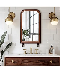 LuxenHome Modern 43.3" Tall Rounded Rectangle Wall Mirror with Pine Wood Frame