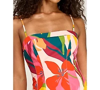 Alex & Sophia Juniors' Printed Poplin Square Neck Midi Dress