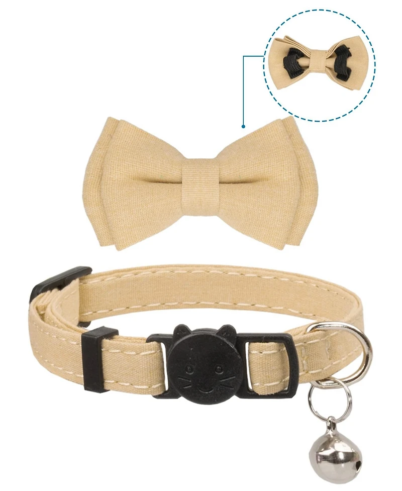 Aronkl Breakaway Cat Collar with Bell Detachable Bowtie Adjustable Safety for Small Pets