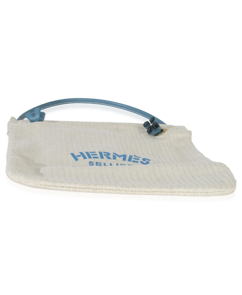 Pre-Owned HERMES Bleu Jean Epsom Ecru Toile Aline Grooming Pm