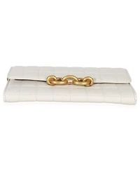 Pre-Owned Saint Laurent Crema Soft Calfskin Le Maillon Wallet On Chain
