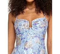 Emerald Sundae Juniors' Printed Sleeveless Sweetheart Neck Short Dress