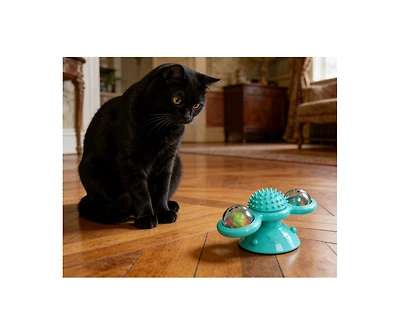 Zeus & Ruta Windmill Style Rotating Suction Cup Cat Toy Spinning Interactive Window Mounted Kitten Plaything