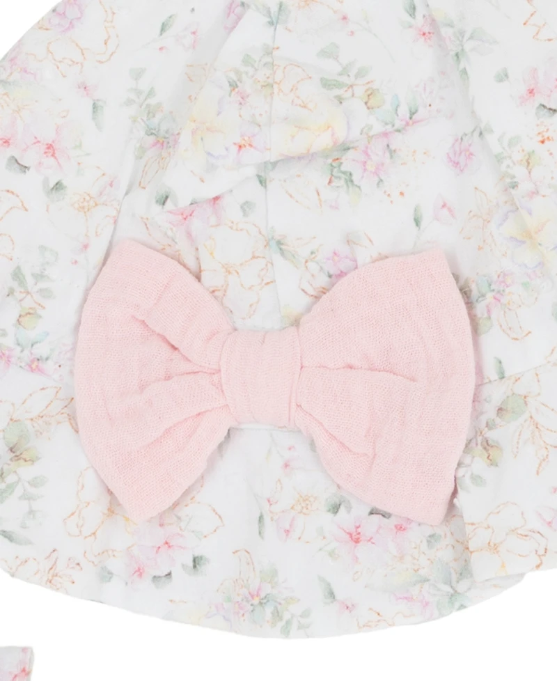 Rare Editions Baby Girls' Square Neck Bubble Romper with Hat