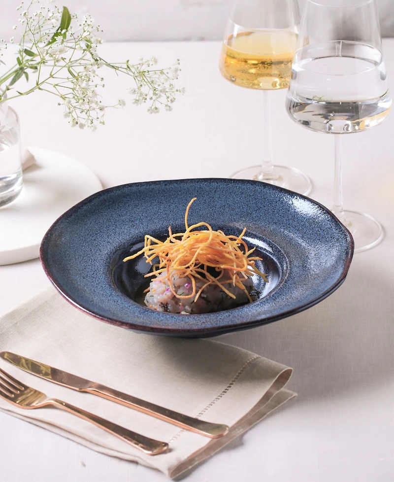 Porto Brasil 11.02" Stoneware Deep Rim Plates, Set of 4