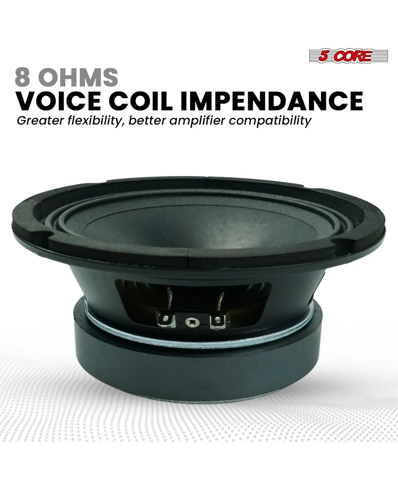 5 Core 6.5" Mid-Range Replacement 2Pc Pro Audio Pa Dj Car Speaker 360W 8 Ohms 60W Super Tweeters