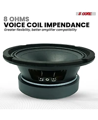 5 Core 6.5" Mid-Range Replacement 2Pc Pro Audio Pa Dj Car Speaker 360W 8 Ohms 60W Super Tweeters