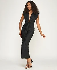Katia Rae Juniors' Plunging Neck Bodycon Midi Dress