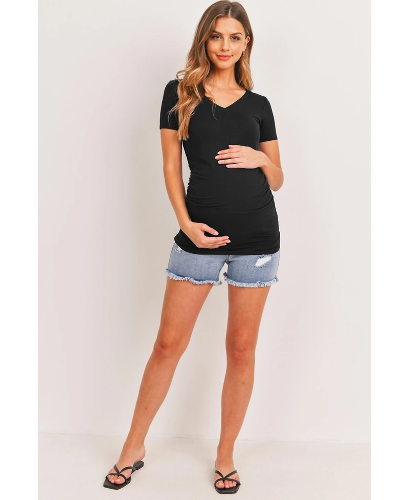 Hello Miz Maternity Fitted V-Neck Side Ruched Top