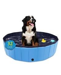 Aronkl Foldable Dog Pool Collapsible Hard Plastic Non-slip Bath Tub Outdoor Backyard Swimming Pets Multi-purpose