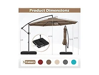 Clihome 10 Feet Solar Offset Hanging Umbrella with Base and 32 Led