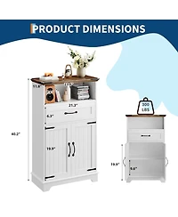 homfan Farmhouse Bathroom Cabinets Set of 2 - Wooden Furniture with Doors and Drawers - Freestanding Storage Unit for Bathroom, Kitchen, Living Room