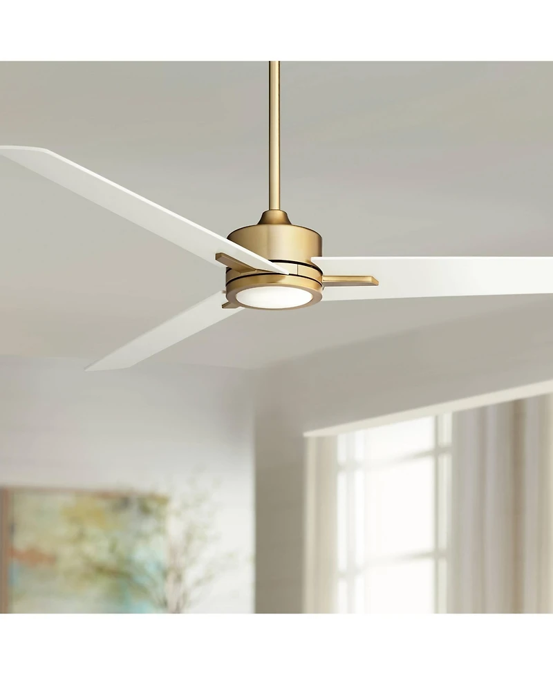 Casa Vieja 60" Monte Largo Soft Brass Led Ceiling Fan with 24" Downrod