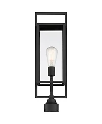 Possini Euro Design Jericho 22" High Modern Outdoor Post Light Fixture Pole Porch with Pier Mount Adapter Black Metal Glass Shade