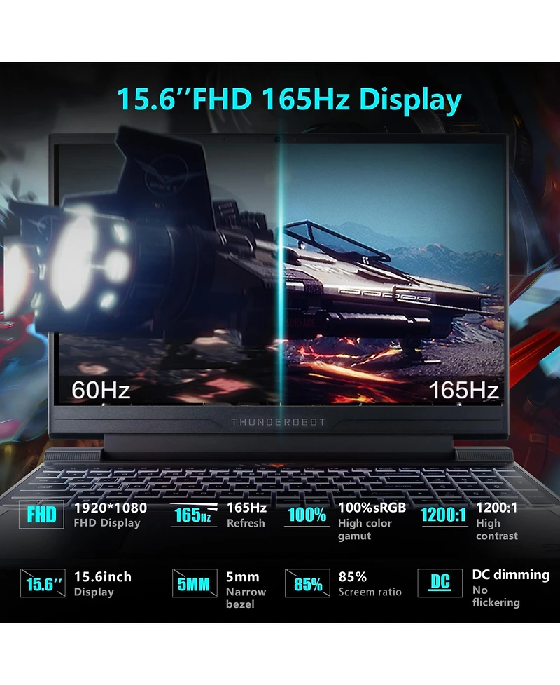 Thunderobot Storm 15 15.6" Traditional Laptop Intel Core i7 16GB Ram Nvidia GeForce Rtx 4050 512GB Ssd Storage Windows 11 Home 165Hz
