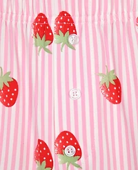 Max & Olivia Girls' 6-16 Sweet Dreams Strawberry Print Top and Shorts, 2-Piece Set