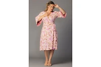 Kiyonna Plus Gemini Wrap Dress with Contrast Lined Sleeves