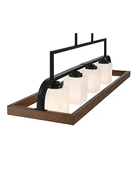 Possini Euro Design Spearhead Wood Linear Pendant Chandelier 42" Wide Modern White Glass 4-Light Dining Room Kitchen Island