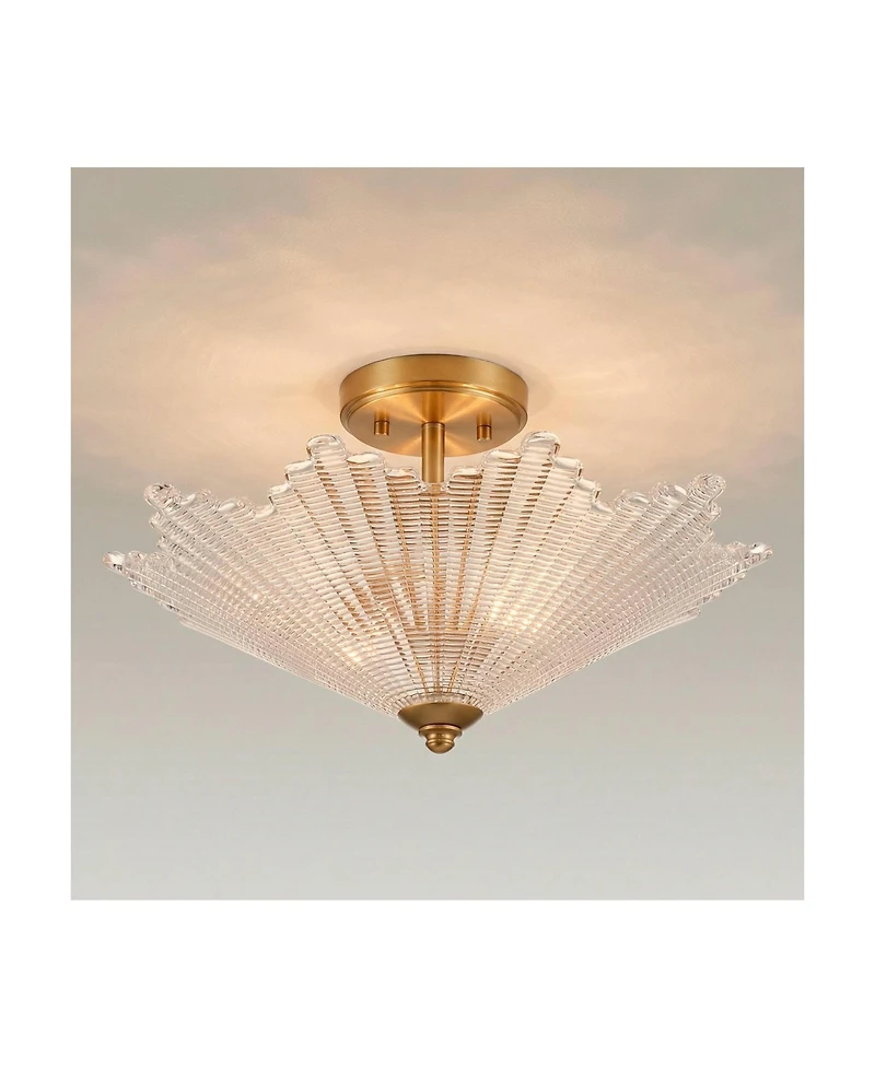 Possini Euro Design Possini Euro Sambuco 17 1/2"W Warm Brass 2-Light Bowl Ceiling Light