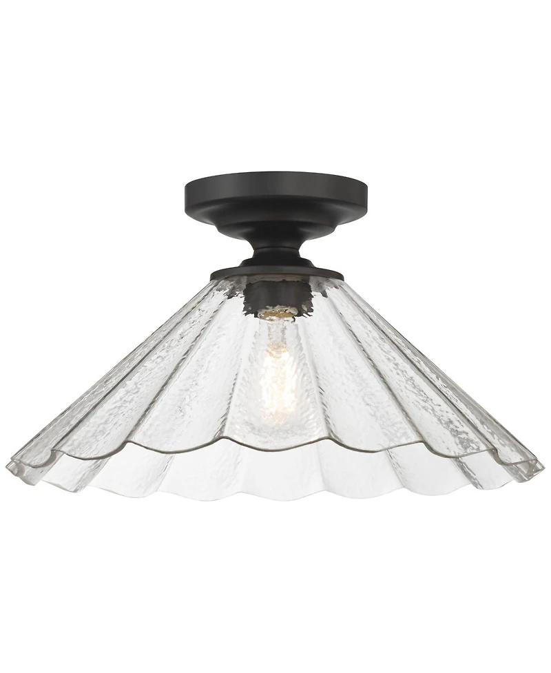 Possini Euro Design Possini Euro Vandross 16" Wide Matte Black Cast Glass Ceiling Light