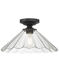 Possini Euro Design Possini Euro Vandross 16" Wide Matte Black Cast Glass Ceiling Light