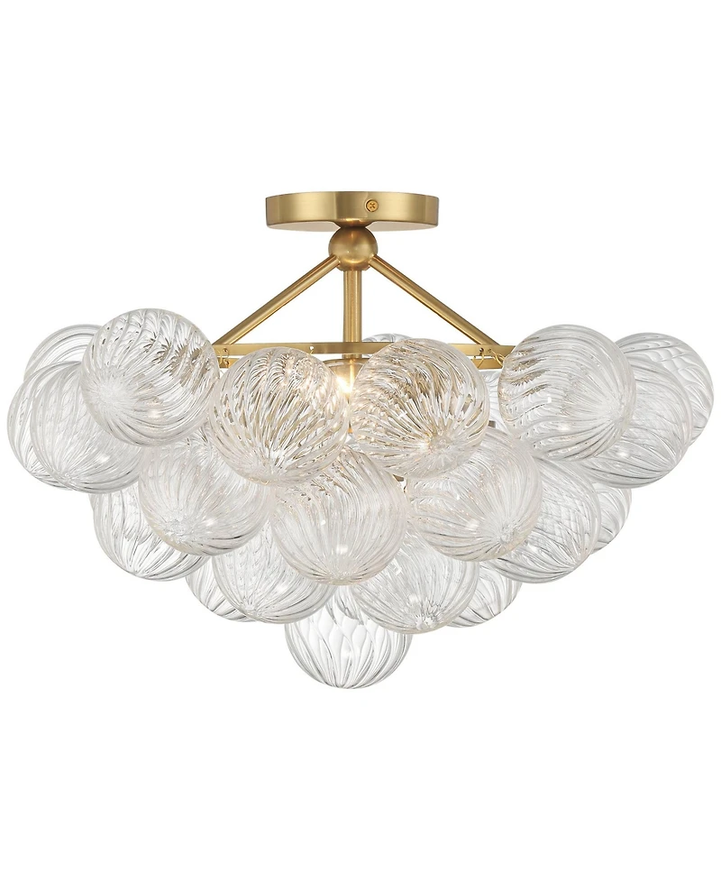 Possini Euro Design Possini Euro Albaro 18 1/2"W Soft Gold and Glass 2-Light Ceiling Light