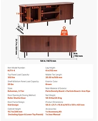 Gouun Tv Stand, Boho Entertainment Center for Tv, 350 lbs Load, Tv Media Console Table with Adjustable Storage Shelves and Rolling Door