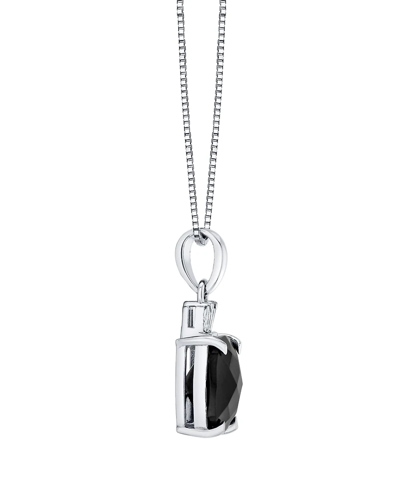 Macy's Onyx (2-5/8 ct. t.w.) and Diamond Accent Cushion Pendant Necklace in Sterling Silver