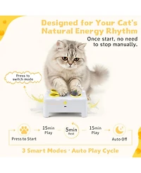 Aronkl Cheese Box Interactive Cat Toy 3-in-1 Whack A Mole 3 Modes Rechargeable Auto 4 Holes Accessories