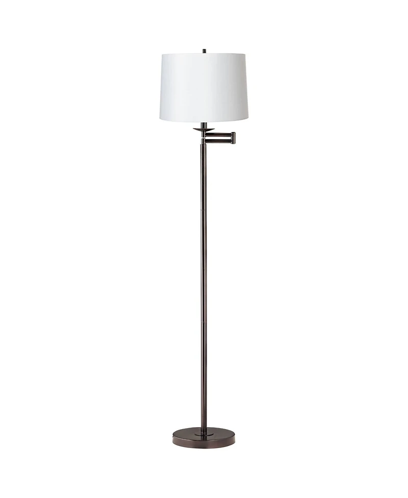360 Lighting Modern Swing Arm Floor Lamp Tall Hardback Drum Shade for Living Room Reading Bedroom Office