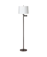 360 Lighting Modern Swing Arm Floor Lamp Tall Hardback Drum Shade for Living Room Reading Bedroom Office