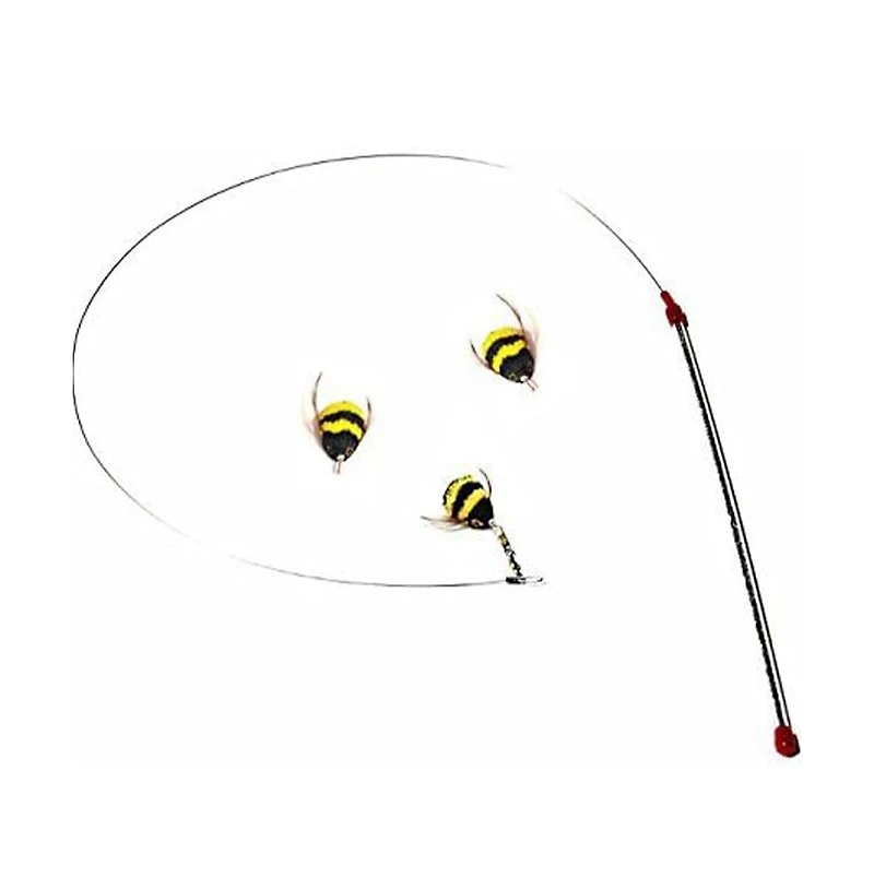 Aronkl Da Bee Teaser Wand Two Extra Attachments Flexible Wire Interactive Cat Toy Value Pack