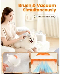 Aronkl Vacuum Dog Brush 4-in-1 Self Cleaning Slicker Undercoat Rake Deshedding Tool Anti Static Massage For Short Medium Coats