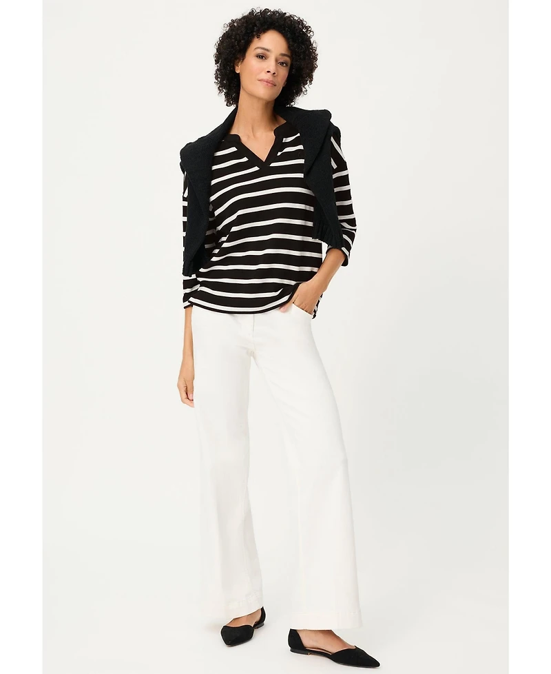 Olsen Women's Striped Rib Knit Jersey Top