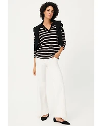 Olsen Women's Striped Rib Knit Jersey Top