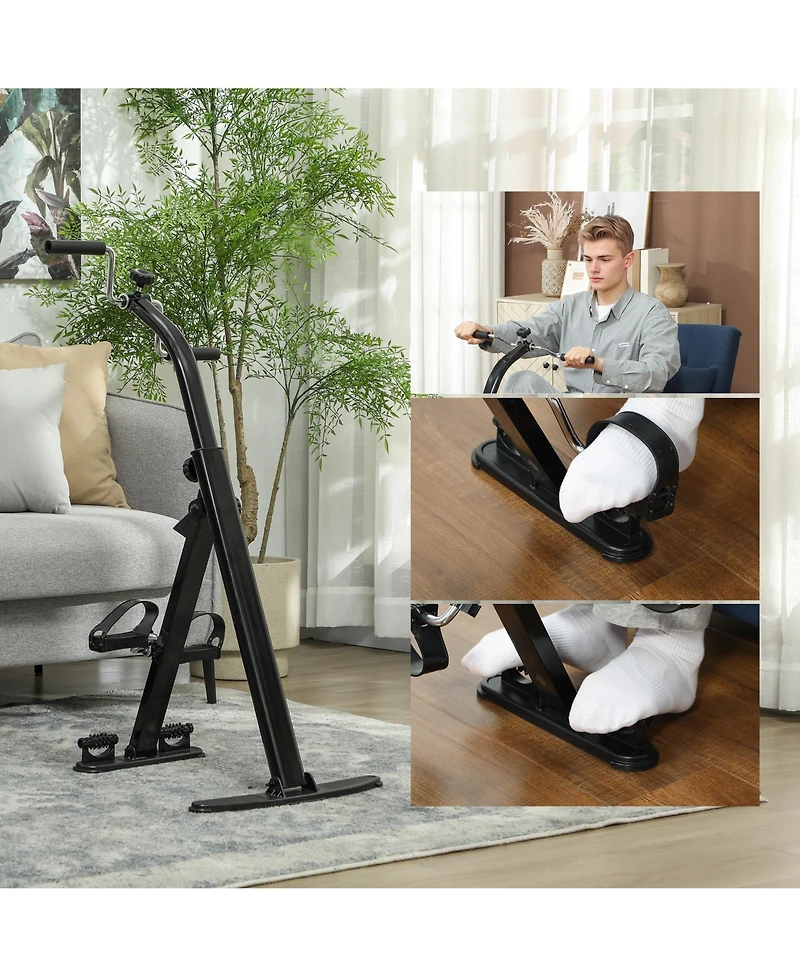 Soozier Seated Pedal Exerciser Foldable Leg Exercise Bike with Lcd Monitor