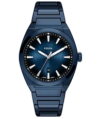 Fossil Men's Everett Three-Hand Navy Stainless Steel Watch, 42mm