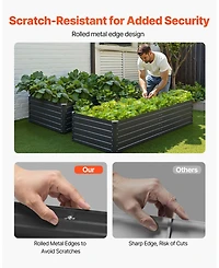 Gouun Large Galvalume Raised Garden Bed, 6.7 x 3 x 1.5 ft Metal Planter Box with Rolled Edges