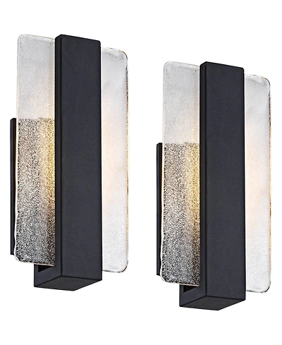 Possini Euro Design Cascadia Modern Wall Light Sconces Set of 2 Metal Hardwire Fixture Led Piastra Art Glass for Bedroom Bathroom Vanity Home