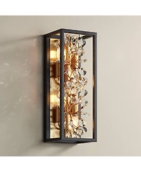 Possini Euro Design Carrine Modern Wall Light Sconce Sand Hardwire -Light Fixture Crystal Flower for Living Room