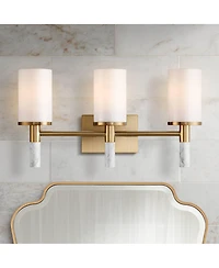 Possini Euro Design Lucius High Modern 3 Light Bathroom Vanity Wall Lamp Light Fixture Mount Hardwired Soft