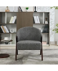gaomon Mid-Century Modern Linen Upholstered Accent Chair with Solid Wood Frame, Comfortable Reading Armchair